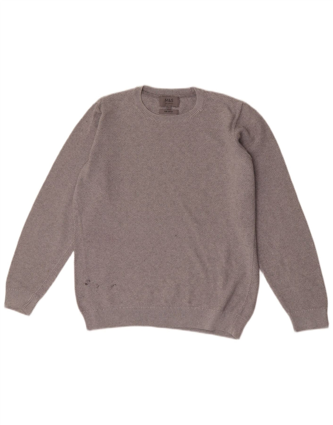 Marks & Spencer Mens Crew Neck Jumper Sweater Small Grey Cotton