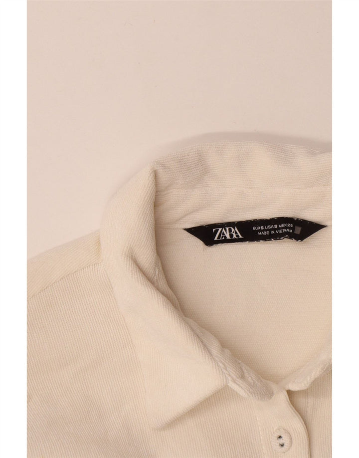 Camicia da donna oversize in velluto a coste Zara UK 10 piccola in poliestere bianco