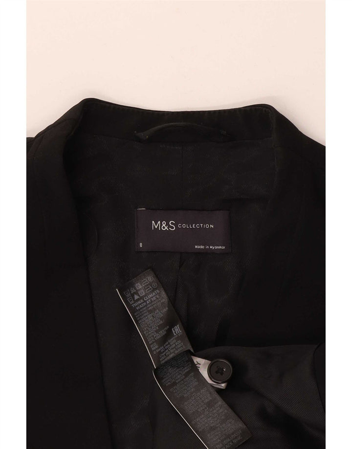 Jaqueta blazer feminina Marks & Spencer com 1 botão Reino Unido 8 pequena preta poliéster