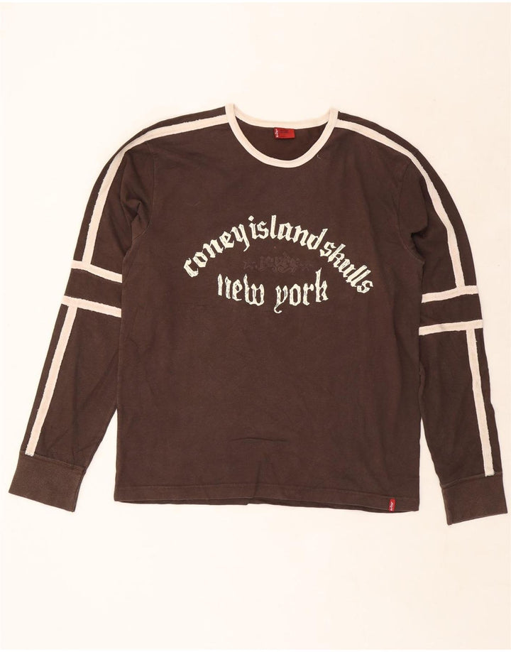 Levi's Herren Graphic Top Langarm XL Braun Farbblock