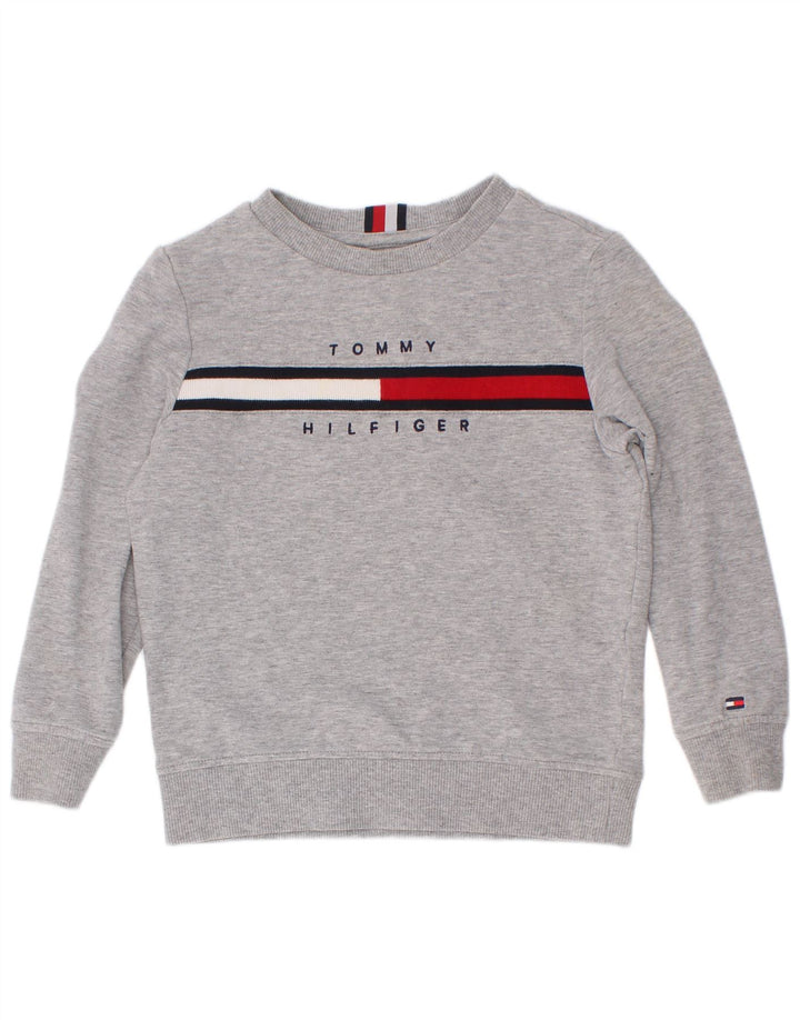 Tommy Hilfiger Boys Graphic Sweatshirt Jumper 3-4 Years Grey Colourblock