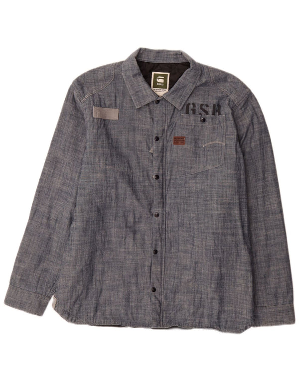 G-Star Herre grafisk skovhugger skjorte XL Blå Flecked Bomuld