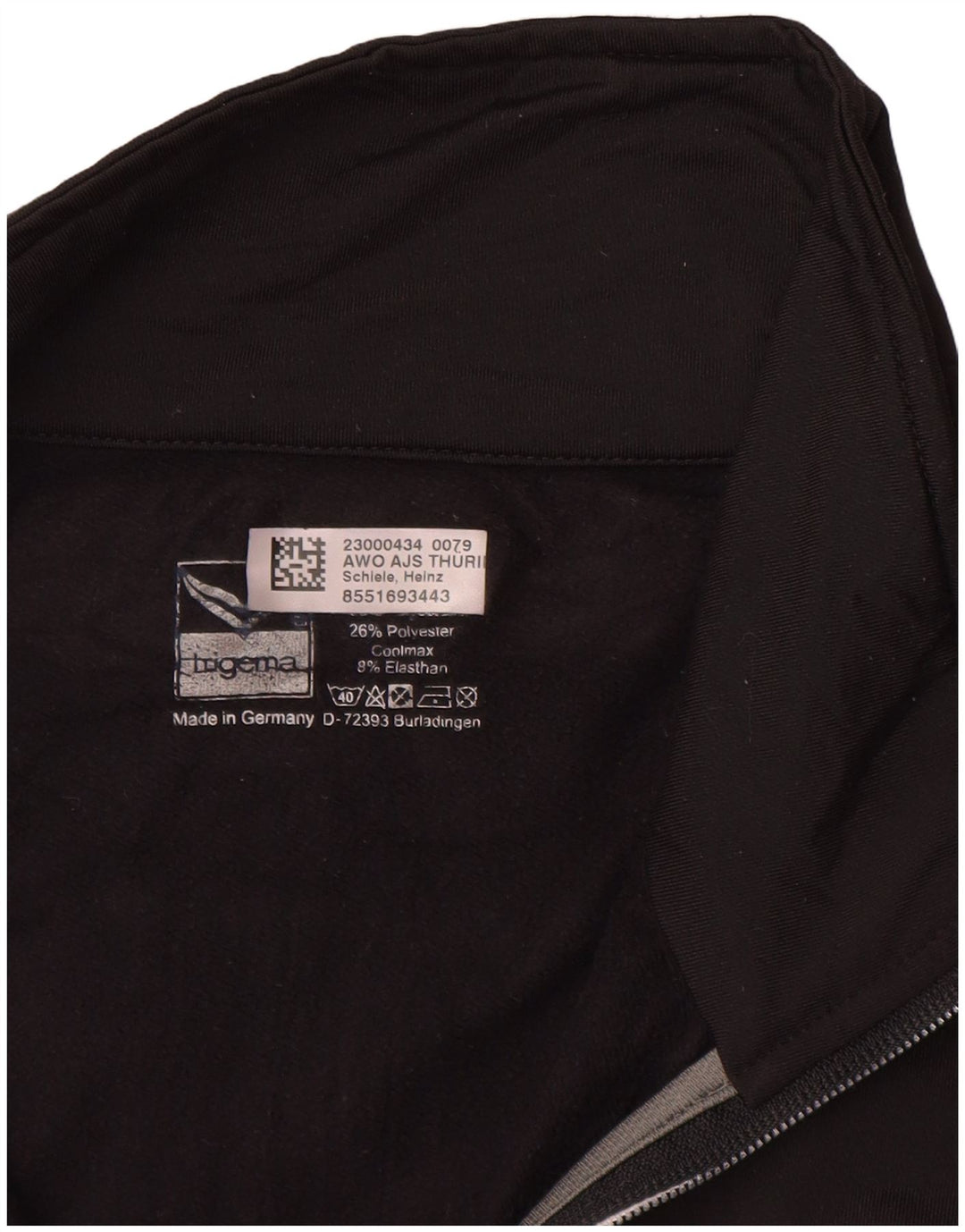 TRIGEMA Mens Graphic Sleeveless Tracksuit Top Jacket Large Black Polyester