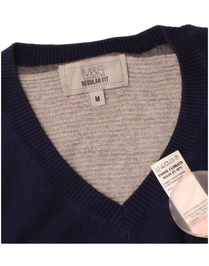 Marks & Spencer Herre Regular Fit V-hals sweater Medium Navy Blue