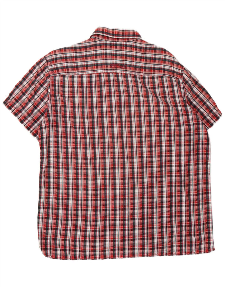 CAMEL ACTIVE Camicia da uomo a maniche corte XL in cotone a quadri rossi
