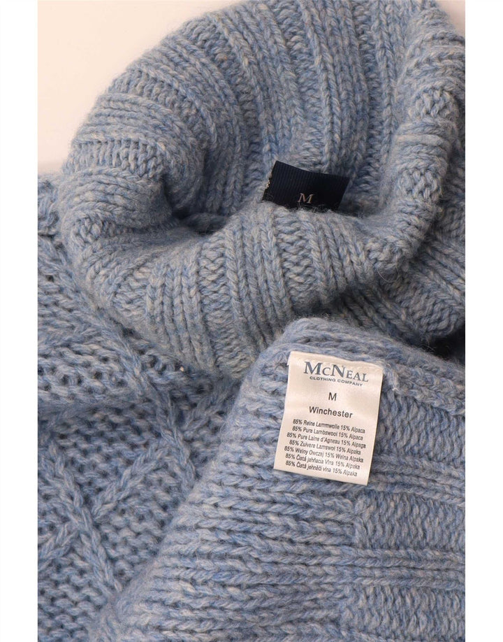 MC Neal Mens Loose Fit Roll Neck Jumper Sweater Medium Blue Flecked