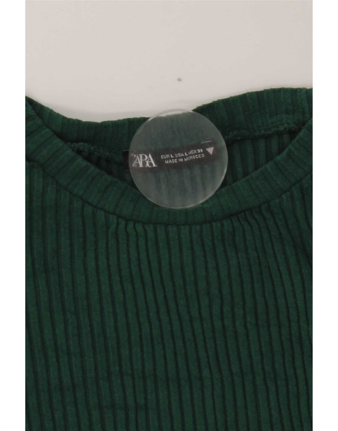 Zara Womens Crop Top Long Sleeve UK 14 Large Green