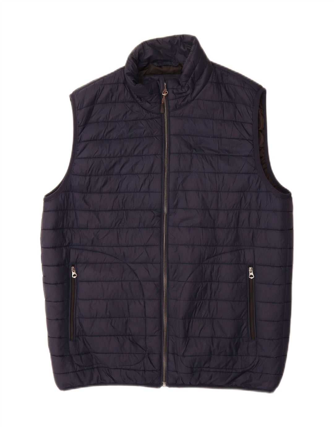Zara Mens Padded Gilet UK 38 Medium Navy Blue Nylon