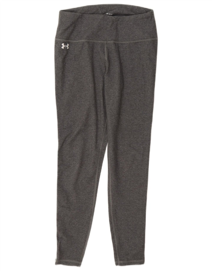 Under Armour Womens Crop Leggings UK 14 Medium Grey Colourblock Cotton