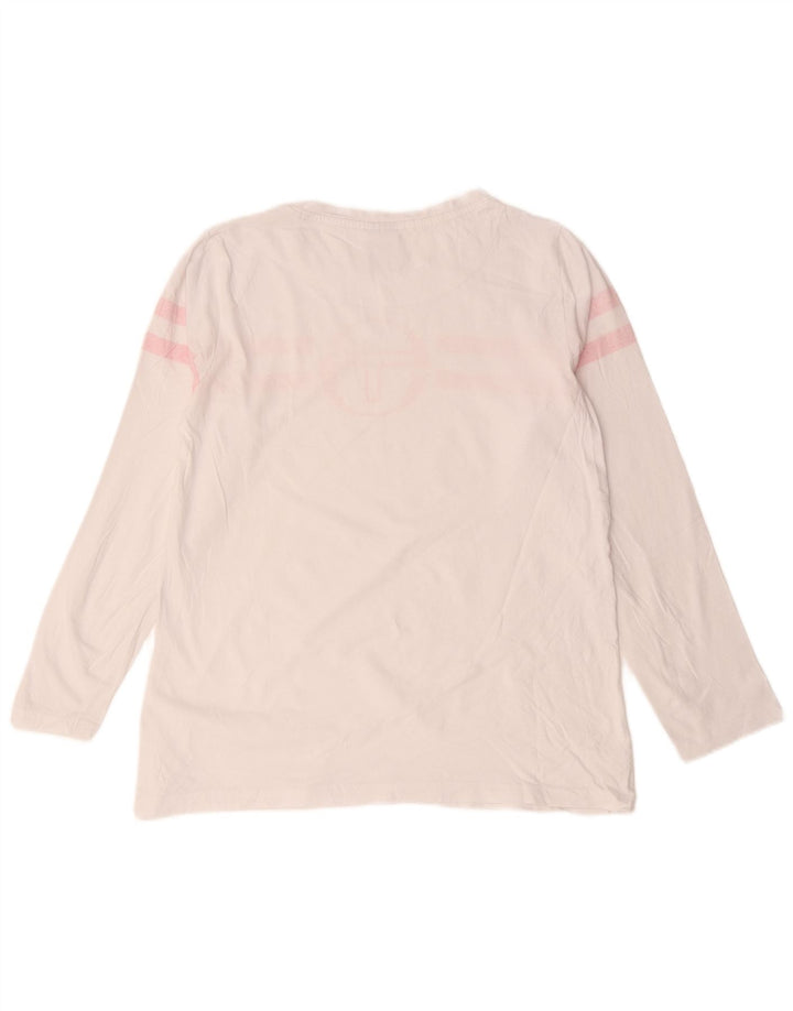Sergio Tacchini Womens Graphic Top Long Sleeve UK 14 Medium White Striped