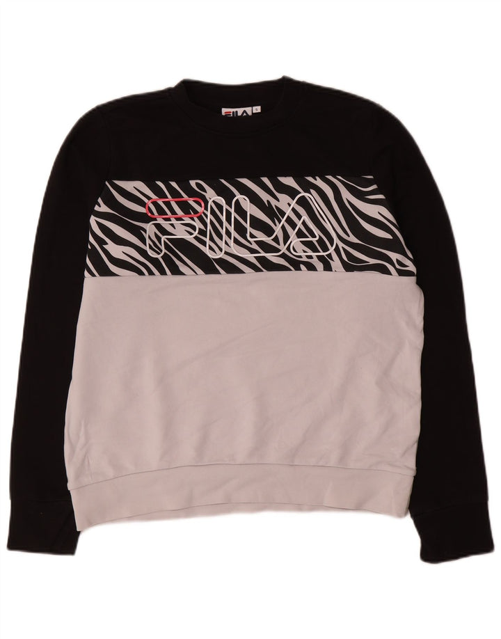 Fila Mens Graphic Sweatshirt Jumper Small White Colourblock Cotton