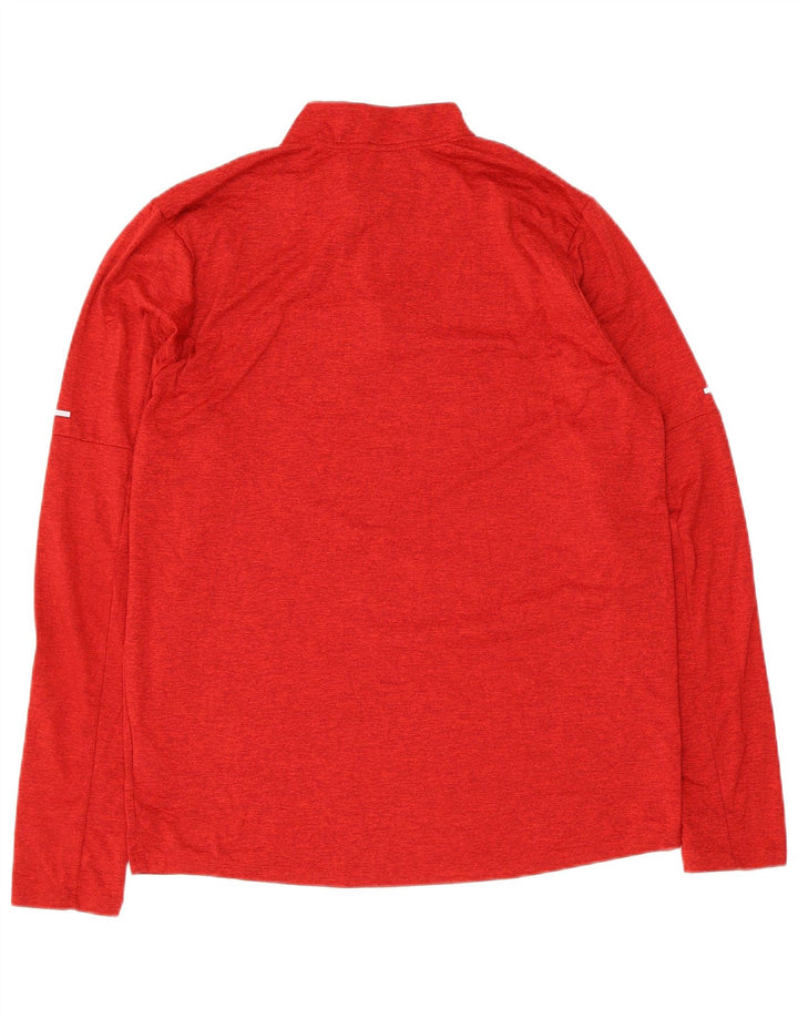 Nike Mens Dri Fit Zip Neck Pullover Treino Top Médio Vermelho Salpicado
