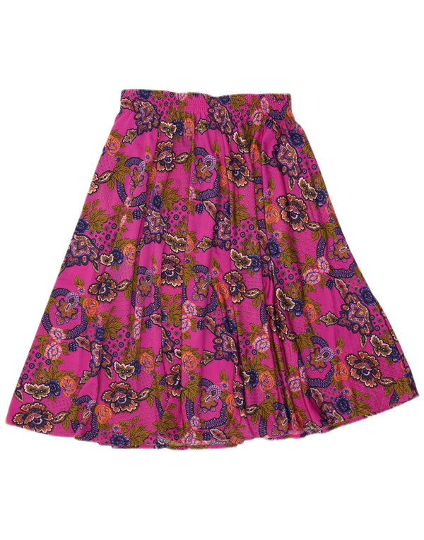Vintage Womens Flared Skirt W34 Large Pink Paisley