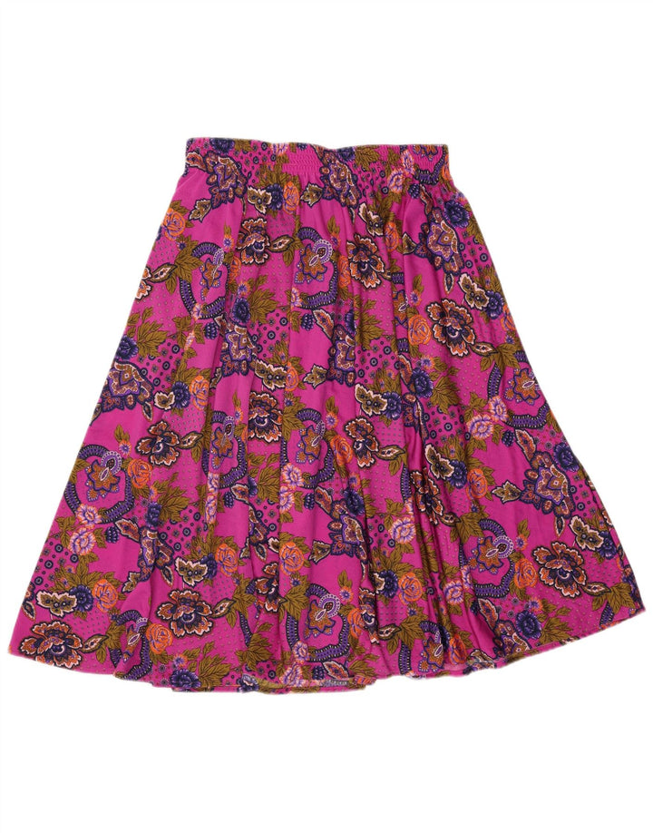 Vintage Womens Flared Skirt W34 Large Pink Paisley