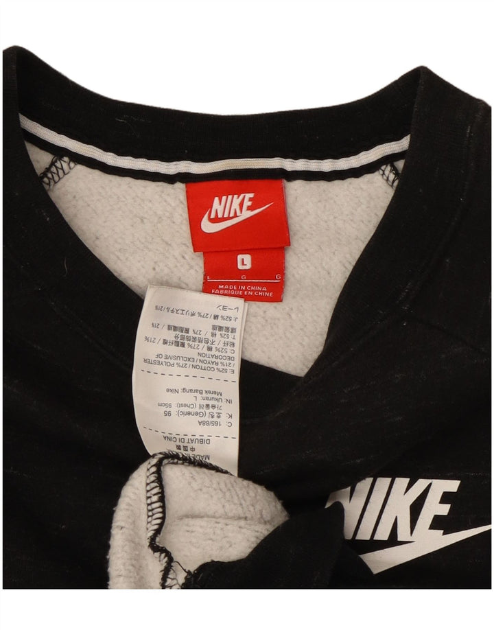 Nike Womens Sweatshirt Jumper UK 16 Large Black Flecked Cotton