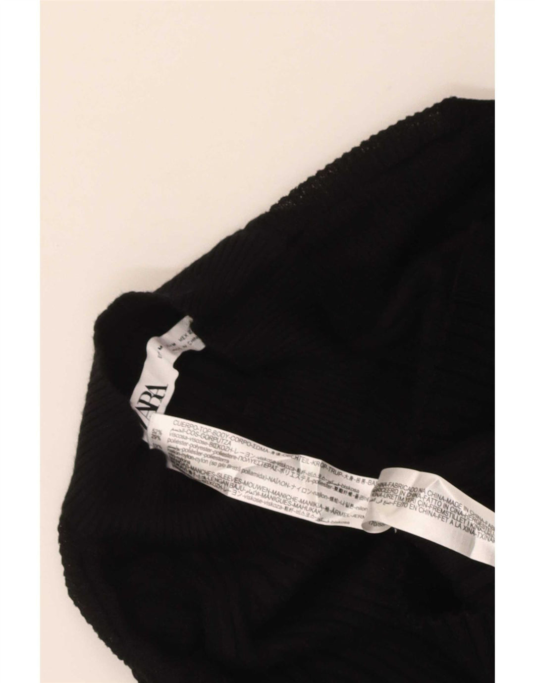 Zara Womens Top Long Sleeve UK 12 Medium Black Viscose
