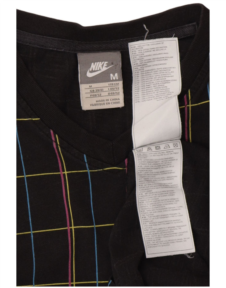 NIKE T-shirt top til mænd UK 39/40 Medium sort ternet bomuld