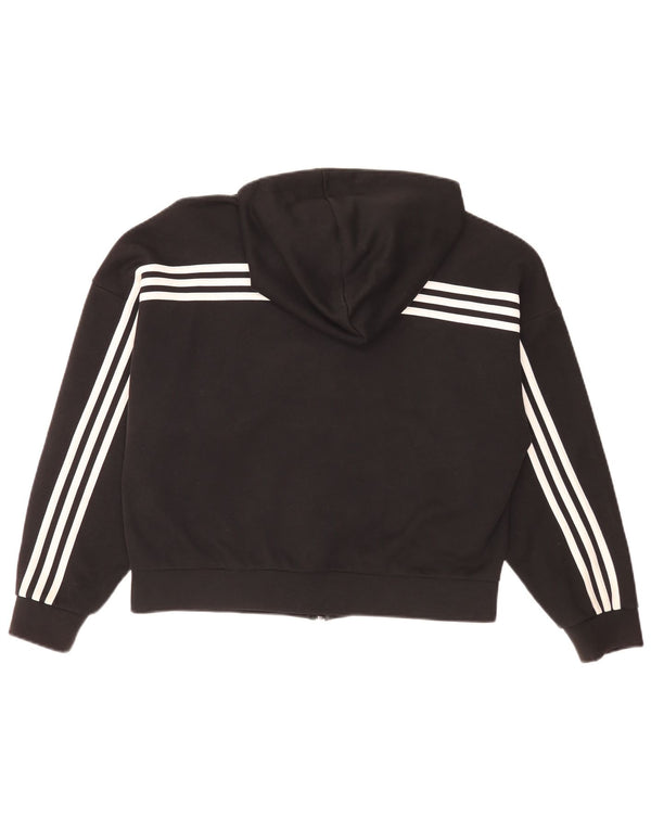 Maglione con cappuccio e zip oversize corto da donna Adidas UK 12/14 Medio Nero