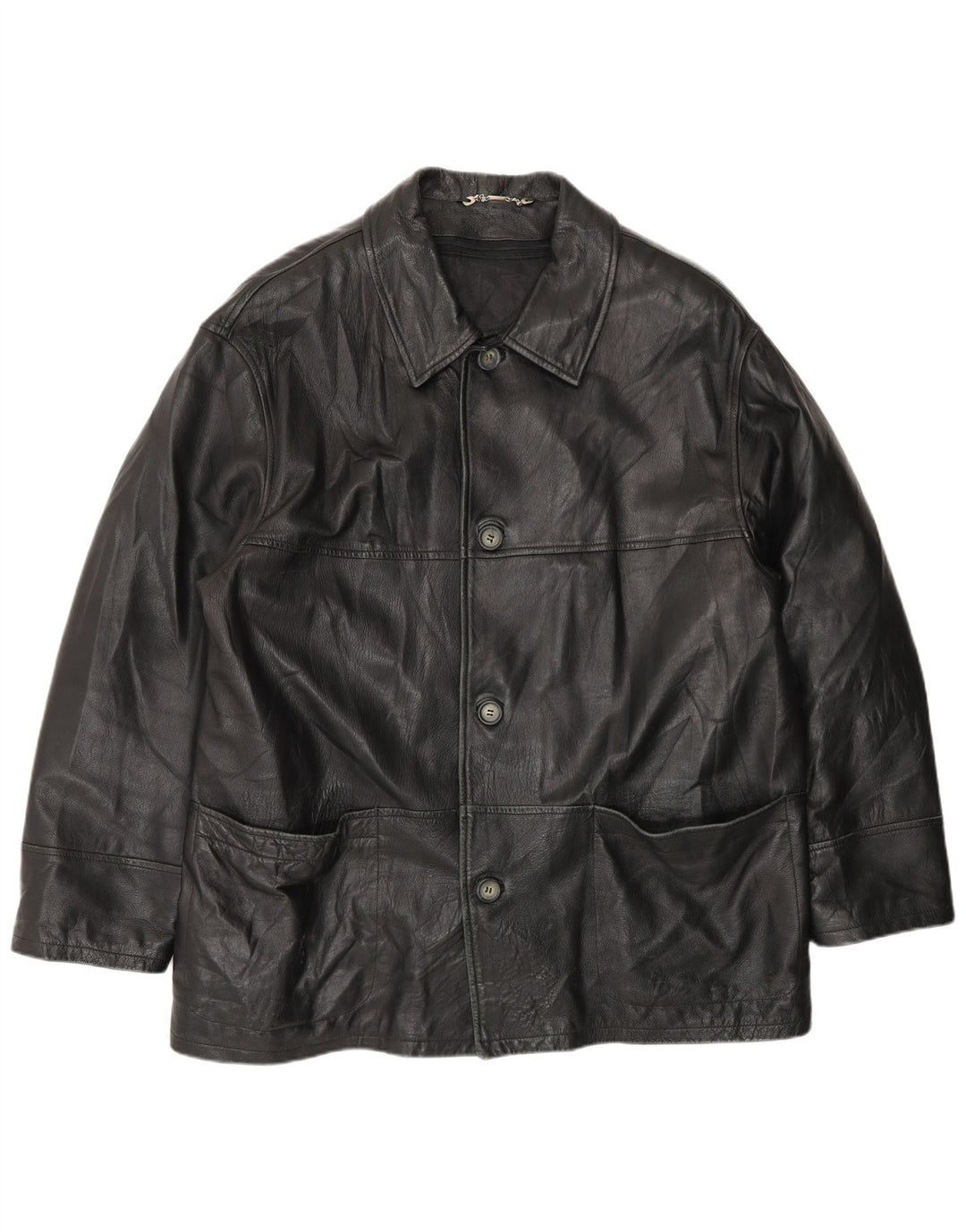 Giacca in pelle vintage da uomo IT 54 2XL Pelle nera