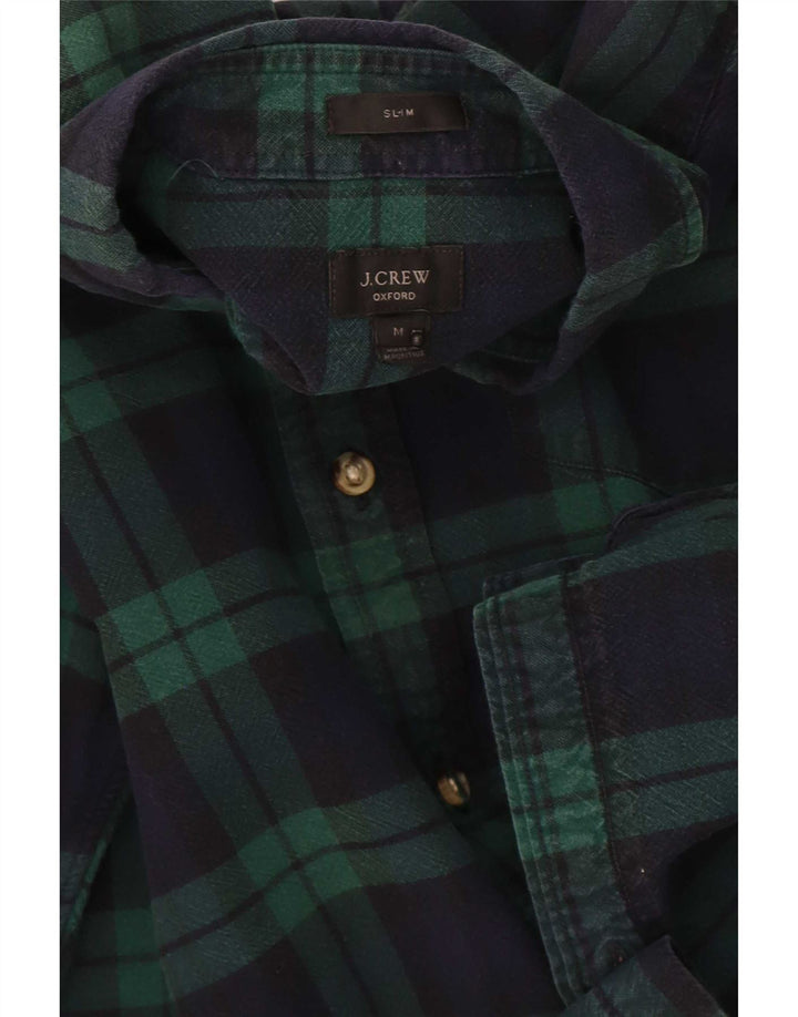 Мужская оксфордская тонкая фланелевая рубашка J. Crew в зеленую клетку среднего размера