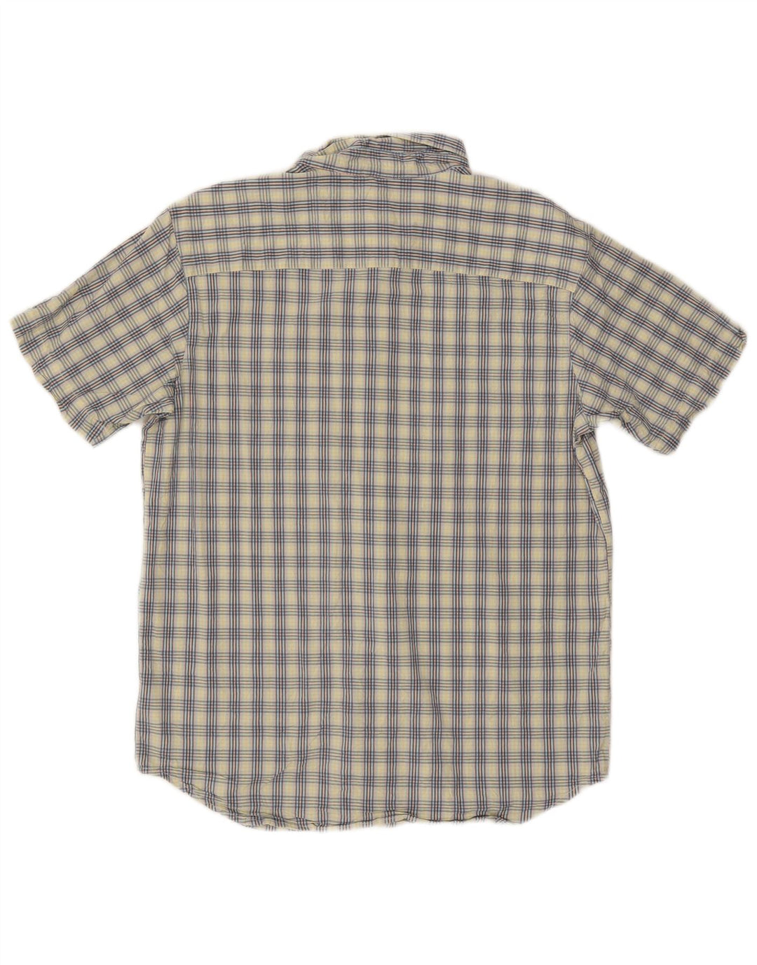 Columbia Mens Short Sleeve Regular Fit Shirt Large Blue Check Cotton