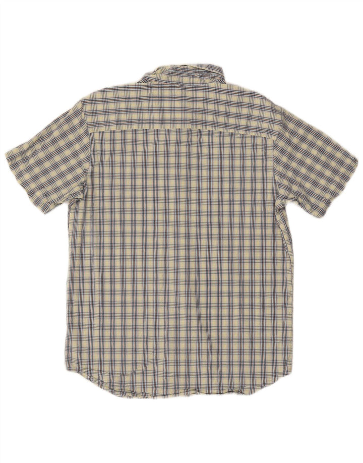Columbia Mens Short Sleeve Regular Fit Shirt Large Blue Check Cotton