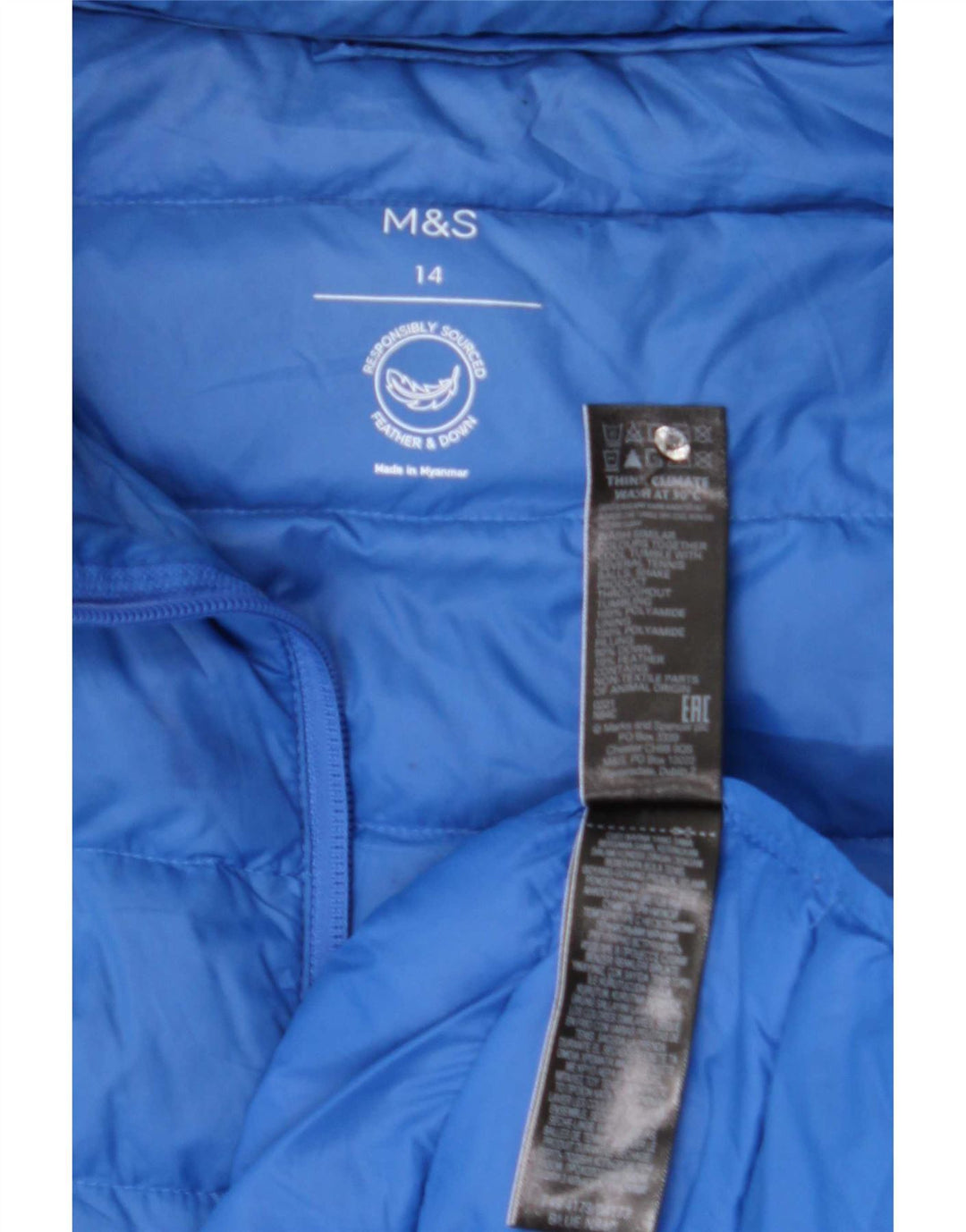 Giacca imbottita da donna Marks & Spencer UK 14 Large Blu in poliammide