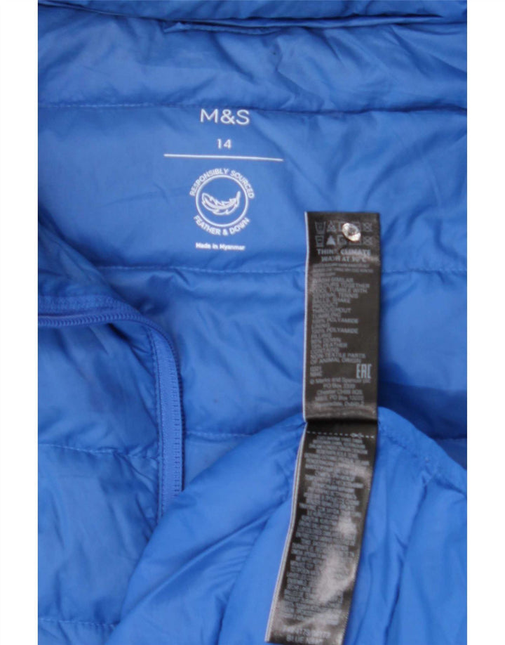 Giacca imbottita da donna Marks & Spencer UK 14 Large Blu in poliammide