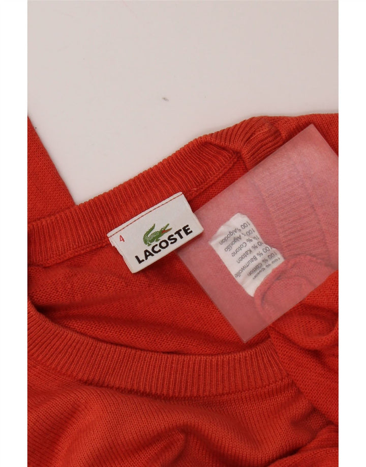 Lacoste Mens Crew Neck Jumper Sweater Size 4 Medium Orange Cotton