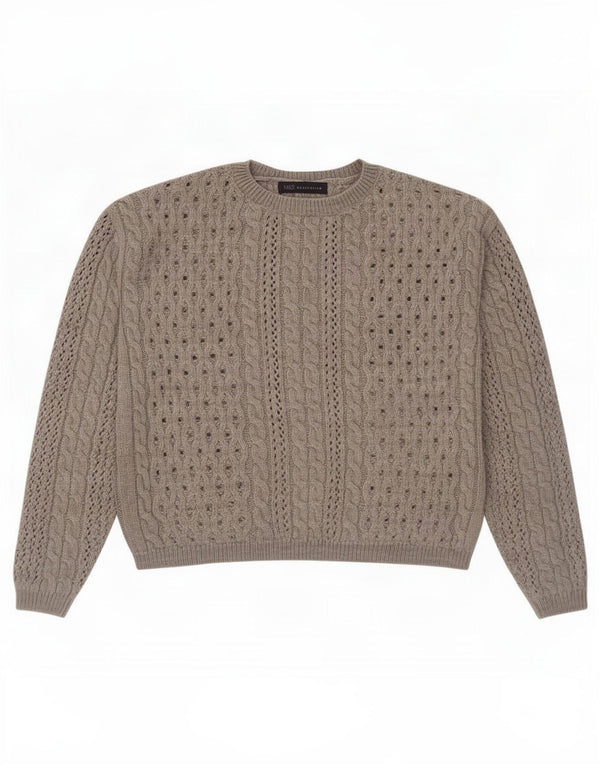 Marks & Spencer Suéter Corto con Cuello Redondo para Mujer UK 8 Small Gris