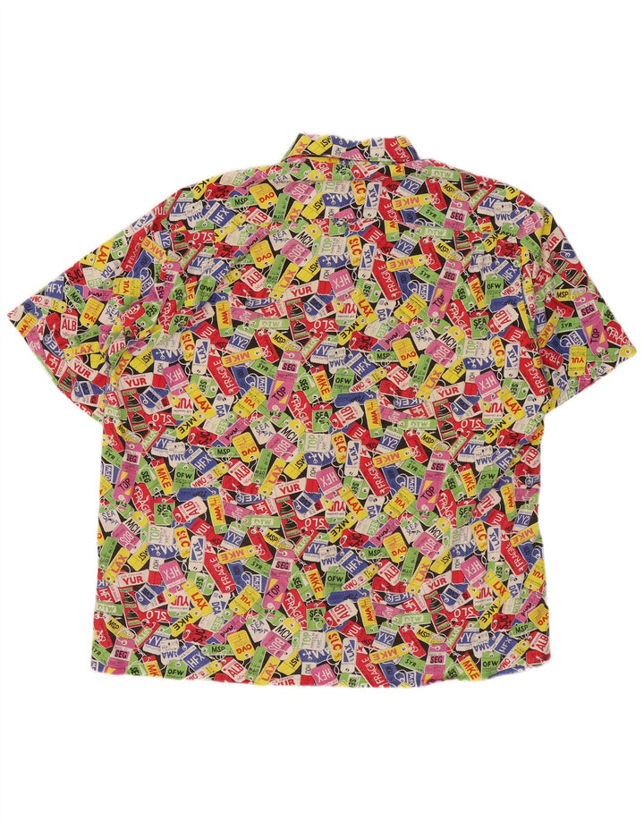 VINTAGE Мужская рубашка с коротким рукавом с абстрактным узором 2XL, разноцветная