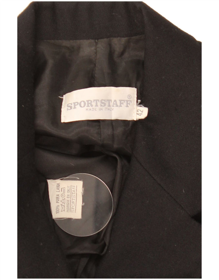 Sportstaff Womens 9 Button Blazer Jacket IT 42 Medium Black Virgin Wool