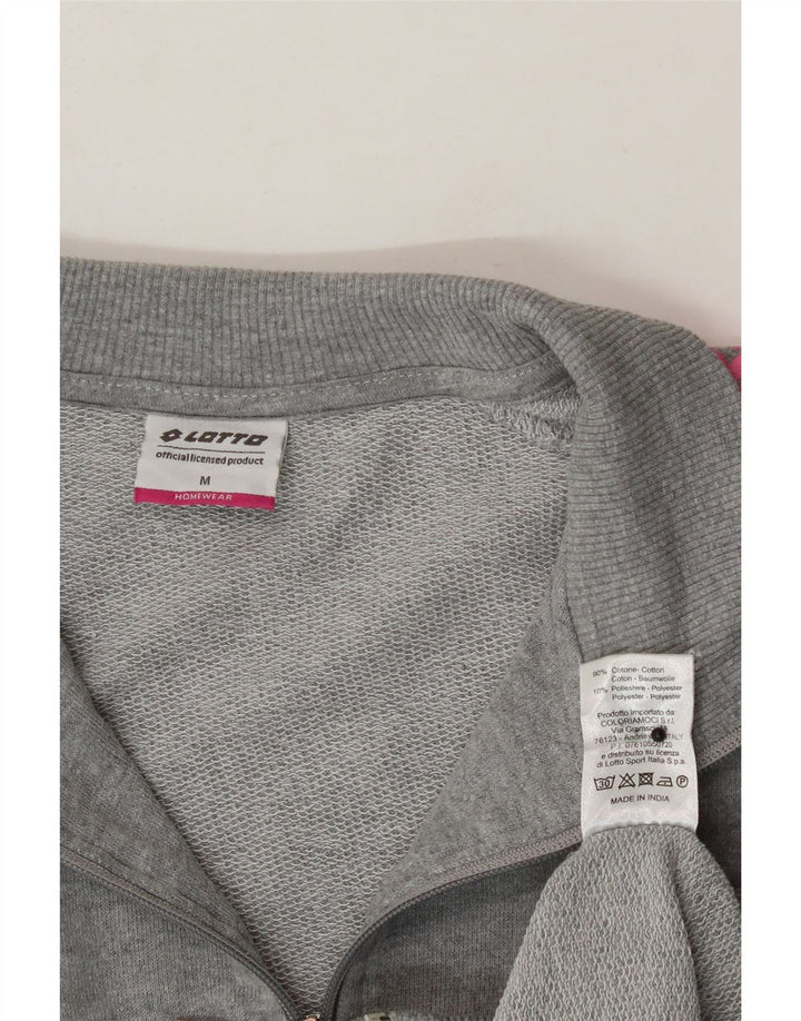 LOTTO Womens Tracksuit Top Jacket UK 14 Medium Grey Cotton Vintage Lotto and Second-Hand Lotto from Messina Hembry 