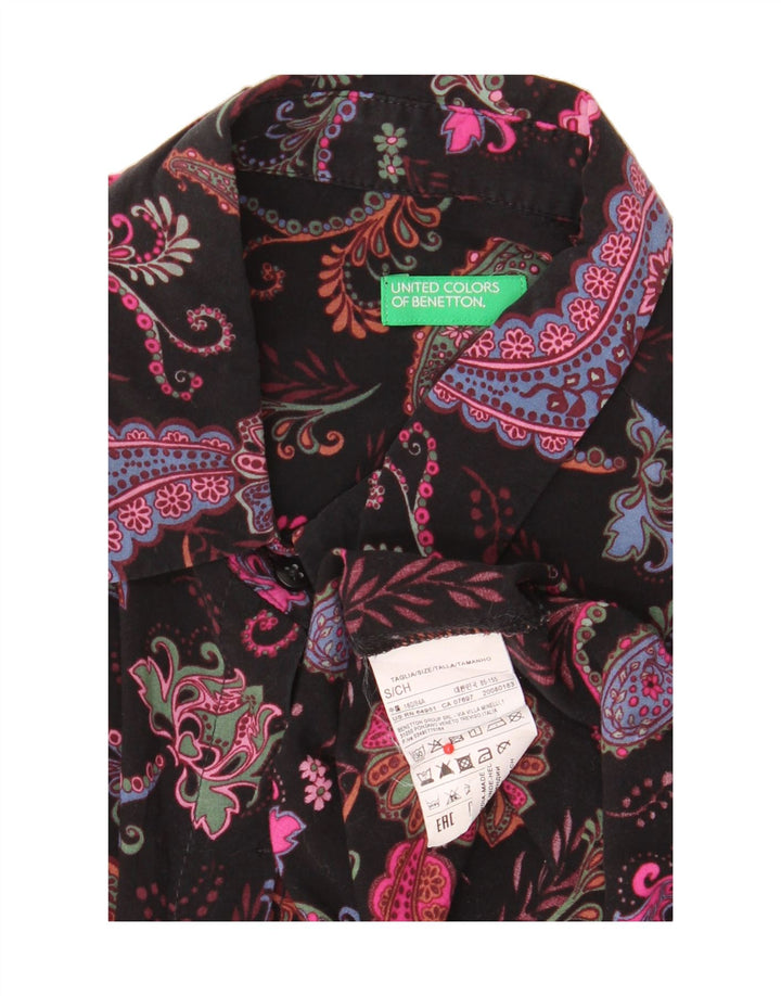 BENETTON Womens Shirt UK 10 Small Black Paisley Modal