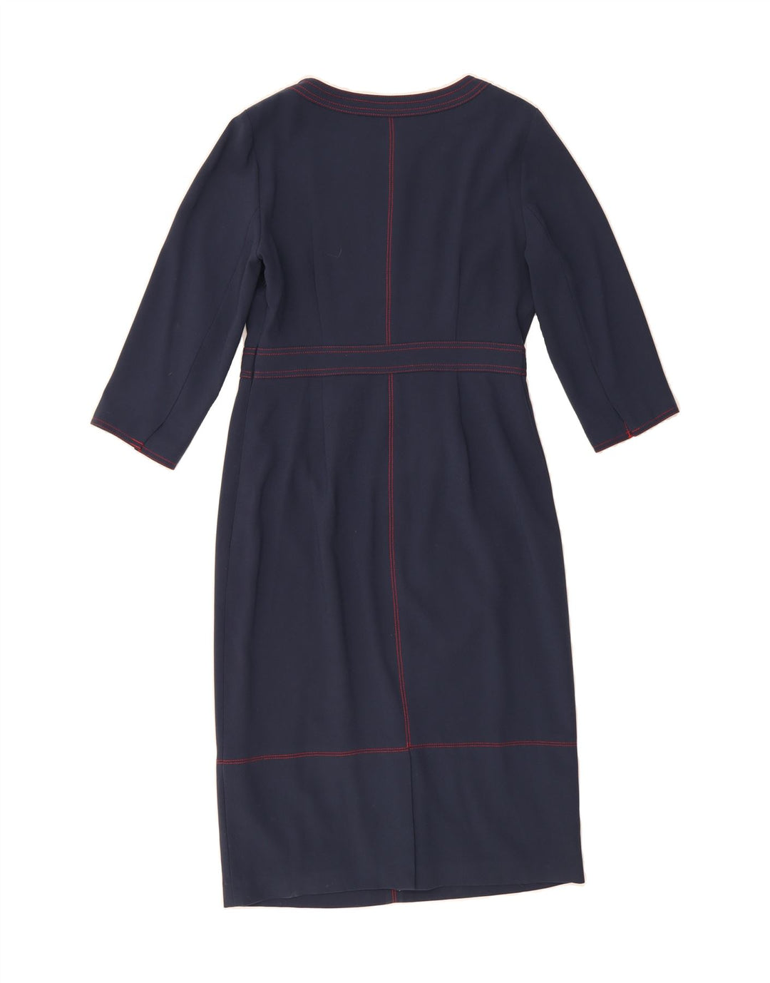 BODEN Womens 3/4 Sleeve Sheath Dress UK 12 Medium Navy Blue Polyester Vintage Boden and Second-Hand Boden from Messina Hembry 