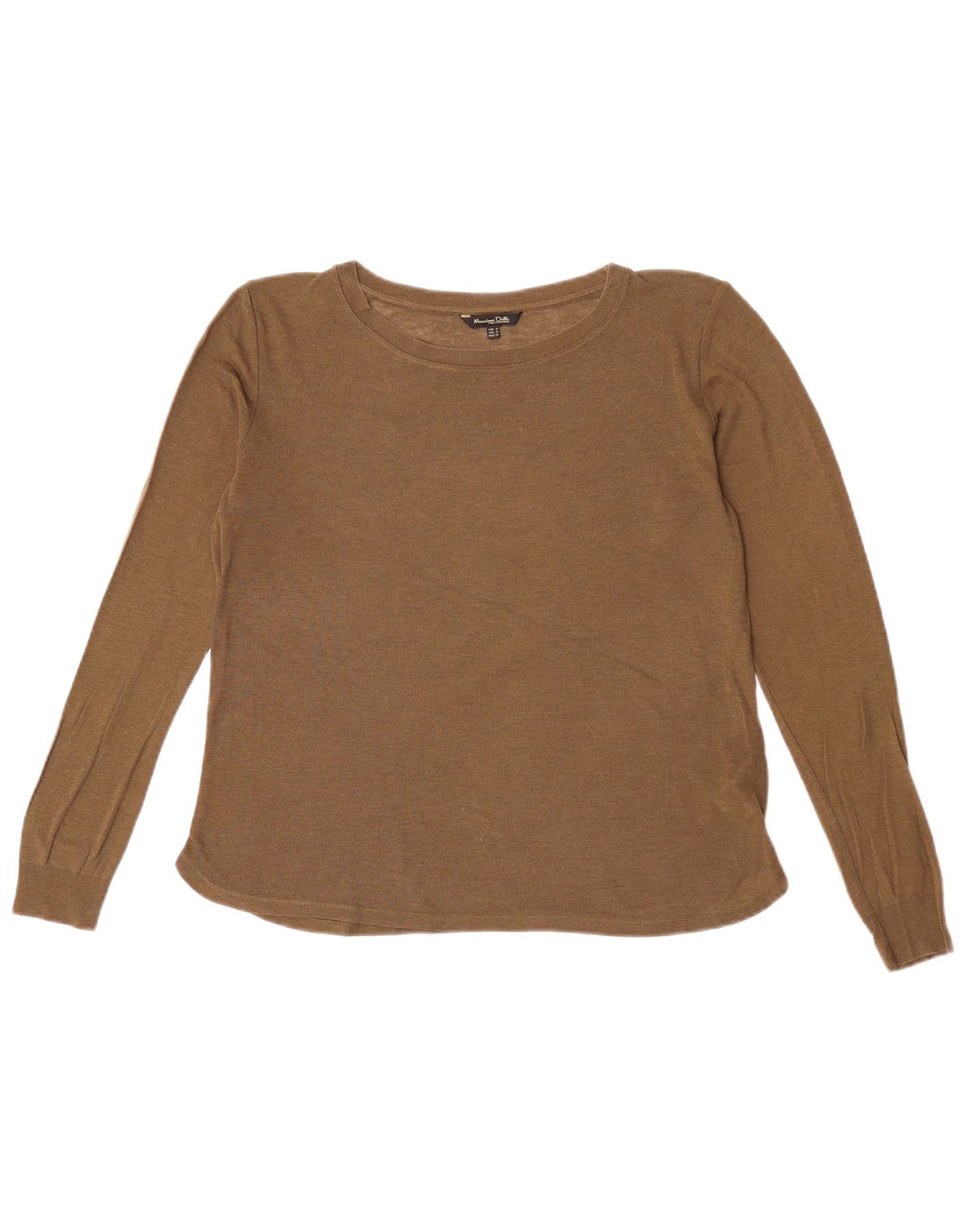 Massimo Dutti Womens Boat Neck Jumper Sweater UK 14 Medium Khaki Lyocell