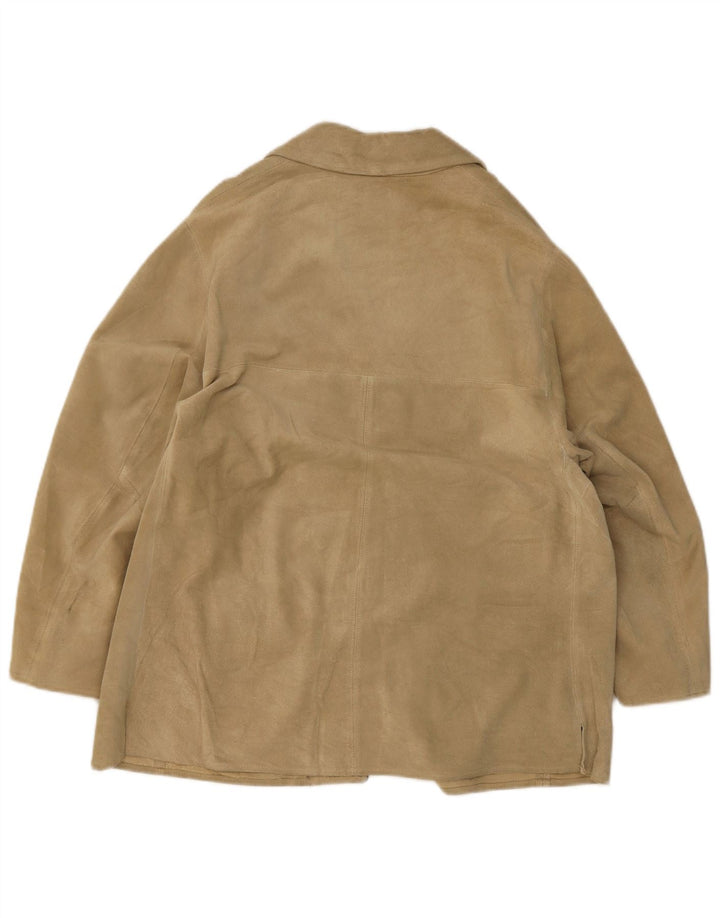 Giacca blazer in pelle scamosciata da donna a 4 bottoni Massimo Rebecchi UK 14 Beige medio
