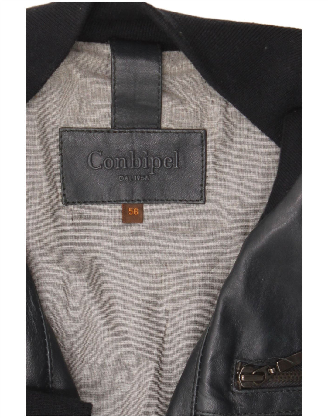 Giubbotto Bomber in Pelle Uomo Conbipel IT 56 2XL Blu Navy