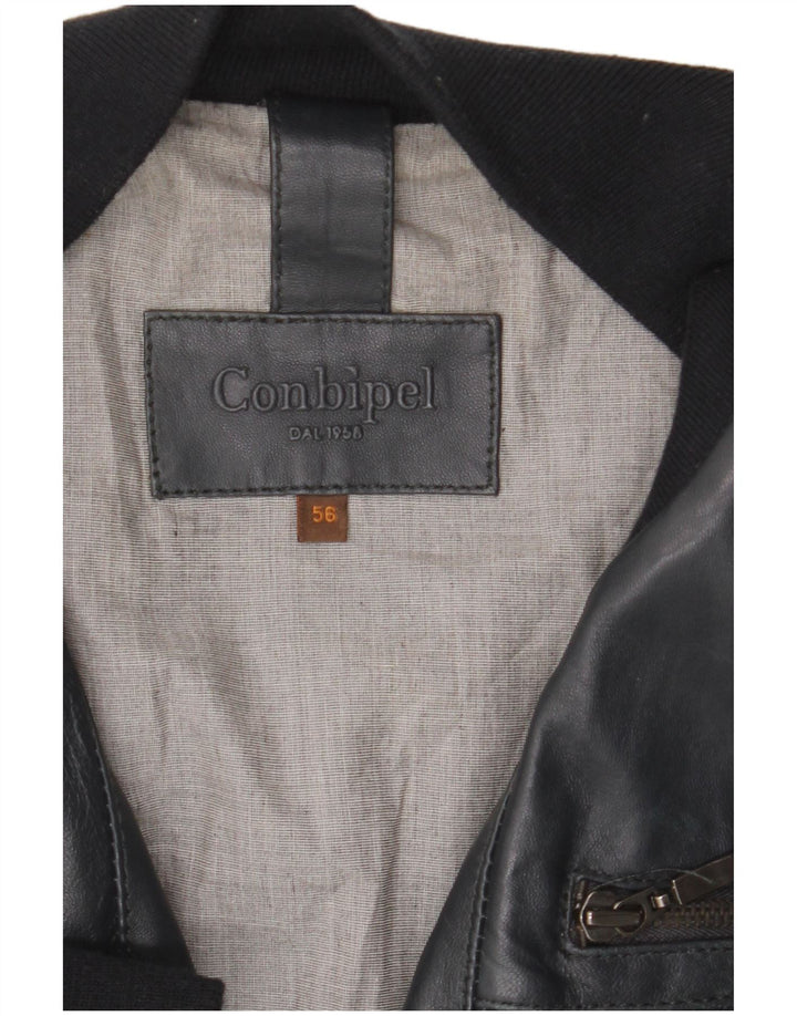 Giubbotto Bomber in Pelle Uomo Conbipel IT 56 2XL Blu Navy
