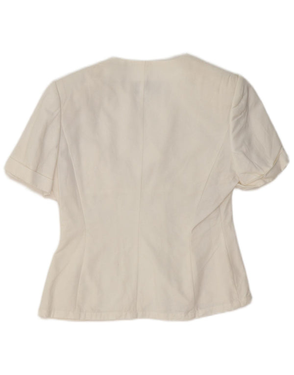 vintage Femme Chemise à manches courtes Blouse UK 10 Petit Cupro Blanc