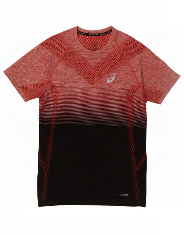 Asics Mens T-Shirt Top Medium Red Colourblock