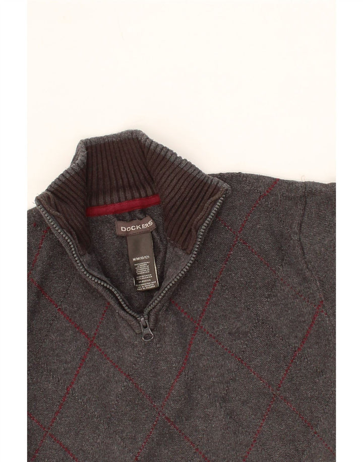 DOCKERS Boys Zip Neck Jumper Sweater 10-11 Years Medium Grey Vintage Dockers and Second-Hand Dockers from Messina Hembry 