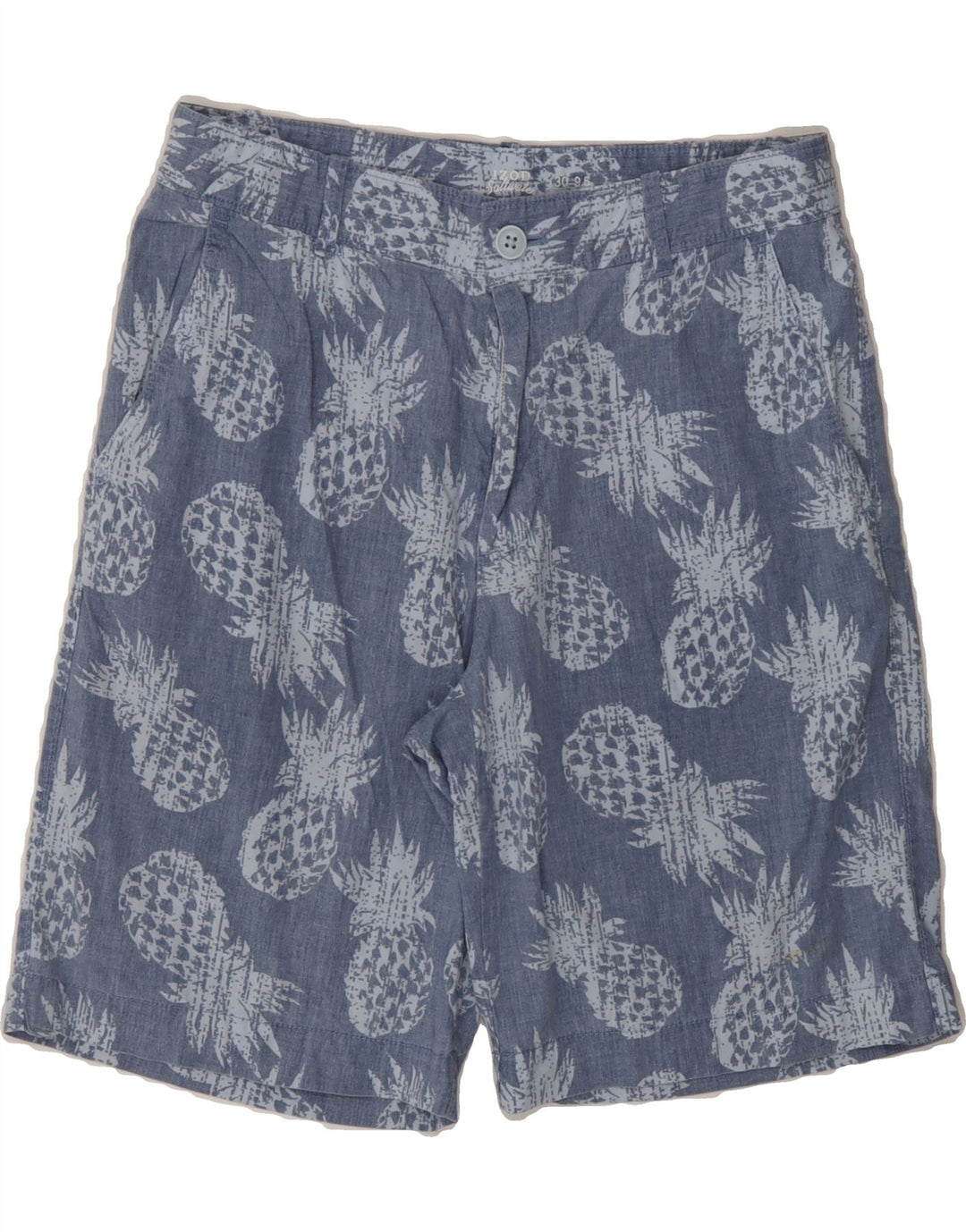 IZOD Mens Salt Water Abstract Pattern Chino Shorts W30 Medium Blue Cotton Vintage Izod and Second-Hand Izod from Messina Hembry 