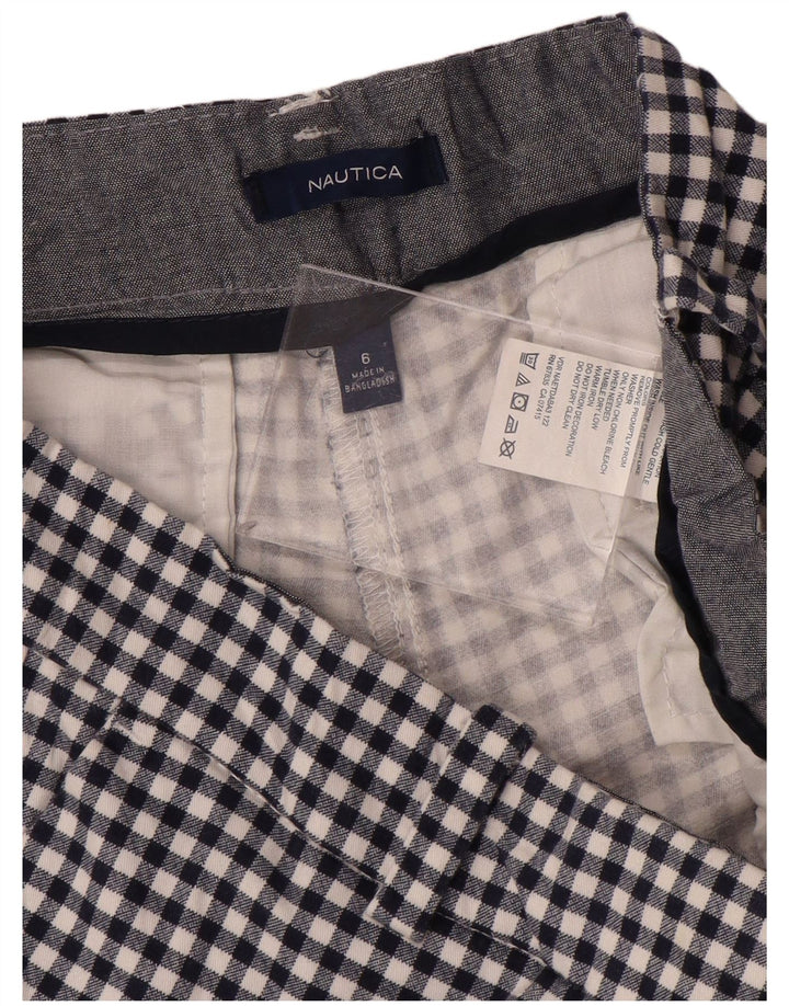 NAUTICA Womens Chino Shorts US 6 Medium W32 Navy Blue Gingham Cotton