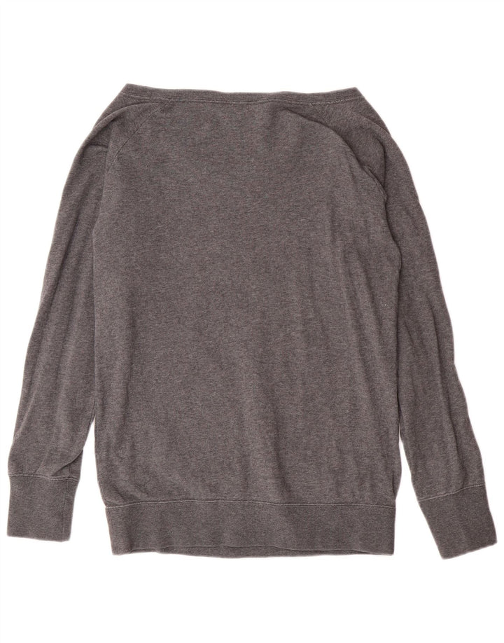 Felpa Nike da donna con grafica con spalle scoperte, maglione UK 12, cotone grigio medio