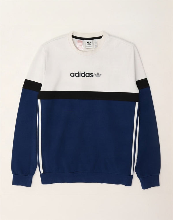 Γραφικό φούτερ Adidas Boys Jumper 15-16 ετών Λευκό βαμβακερό μπλοκ
