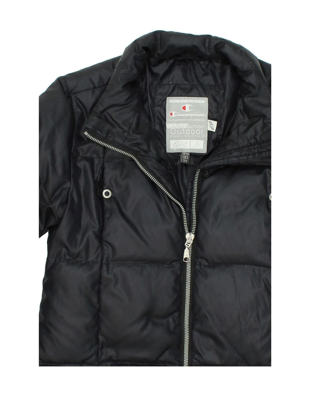 CHAMPION Girls Padded Coat 9-10 Years Medium Black Nylon Vintage Champion and Second-Hand Champion from Messina Hembry 