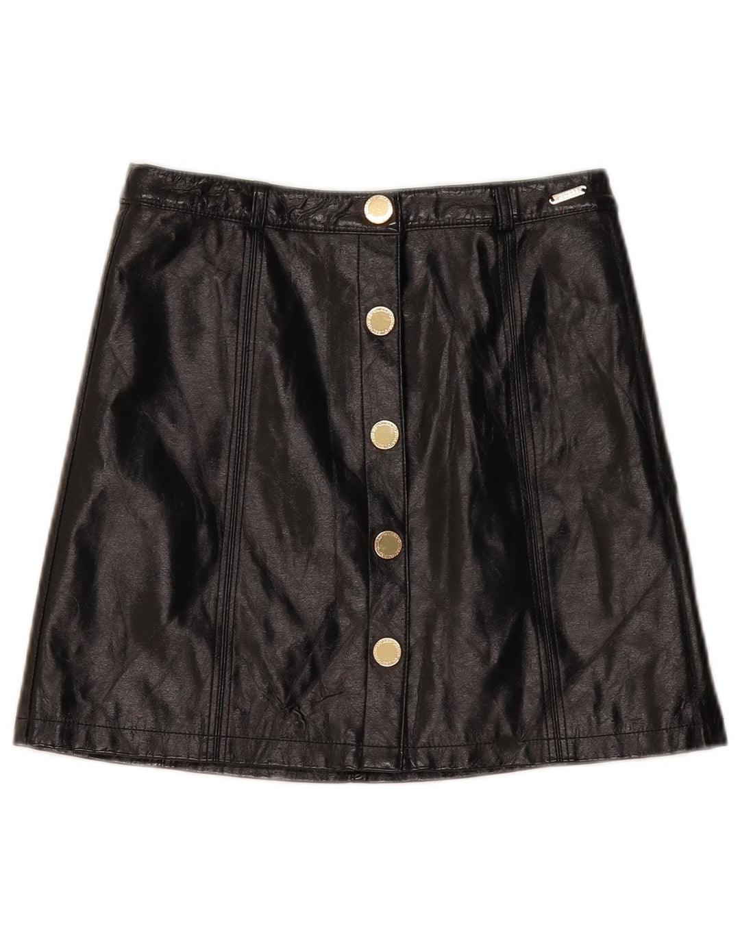 Guess Womens Faux Leather Skirt W27 Small  Black Polyethylene