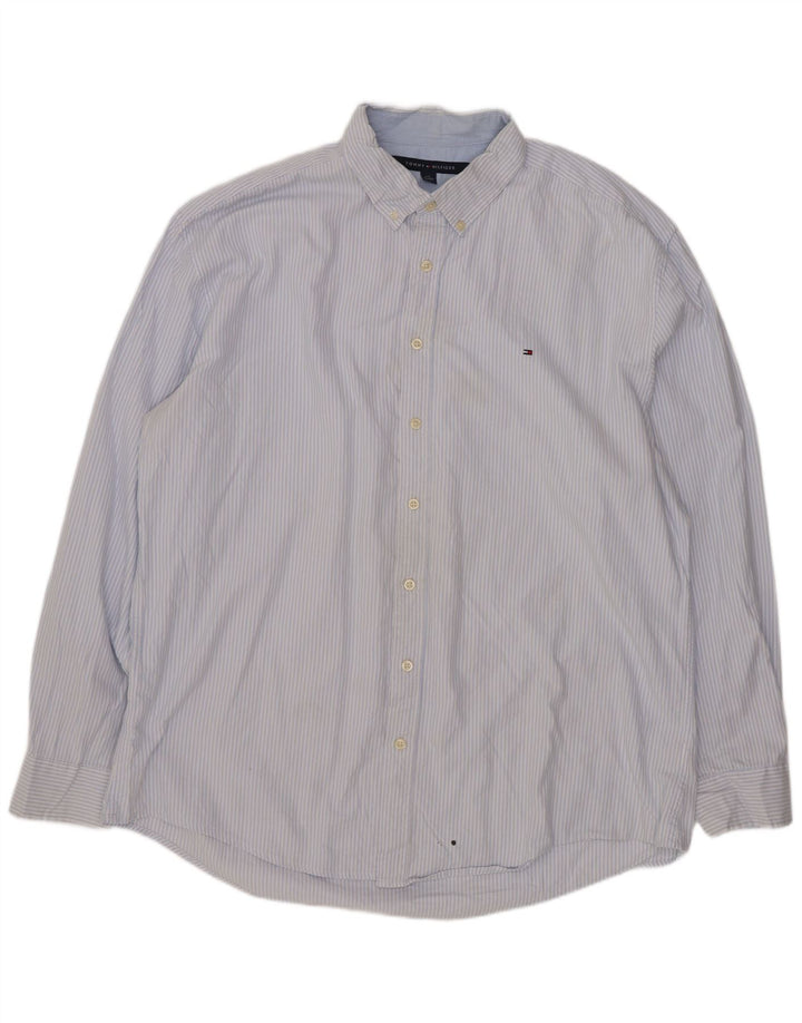 Tommy Hilfiger Mens Shirt 2XL Blue Striped Cotton