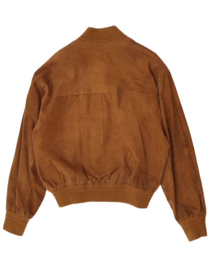 Vintage Womens Oversized Suede Bomber Jacket IT 44 Medium Beige